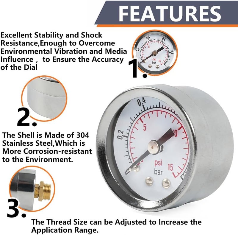 BARTOO Fuel Pressure Regulator Carburetor with Gauge Kit, 1-4 PSI, 3/8in NPT, 12-804, Zinc Alloy - Image 4